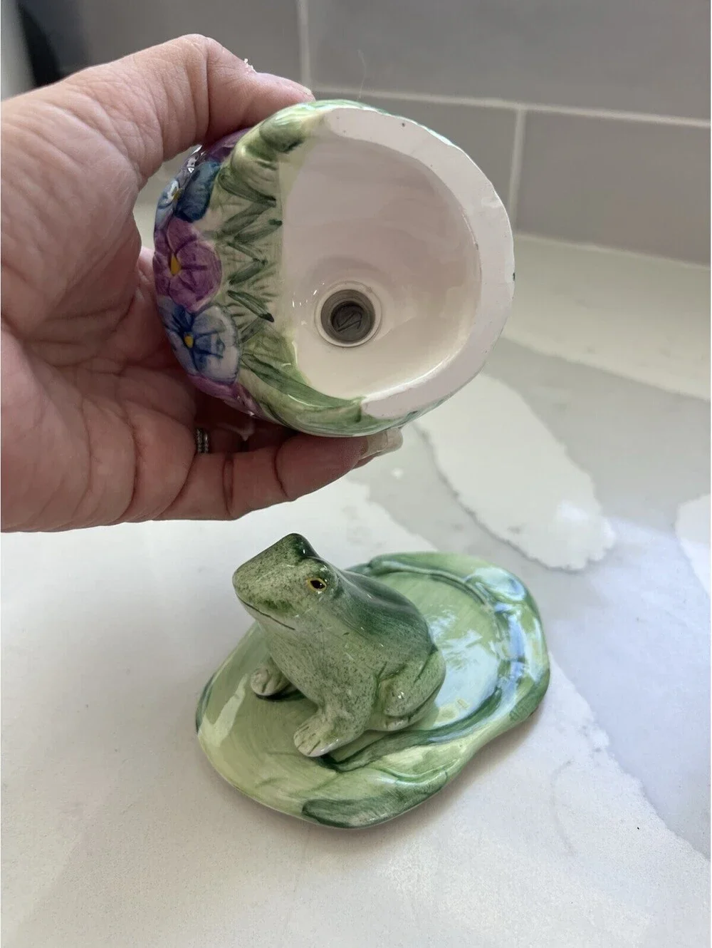 Frog and Lilypad salt & Pepper shaker set JEANETTE ADAMS Silvestru